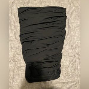 Black ruched midi skirt